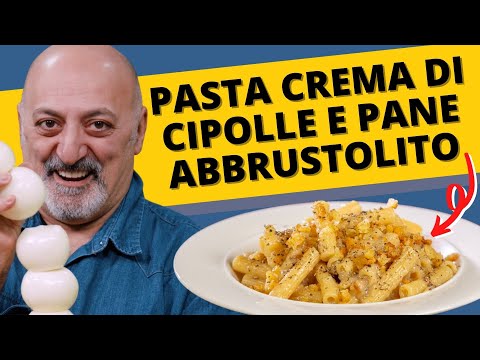Pasta crema di cipolle e pane abbrustolito